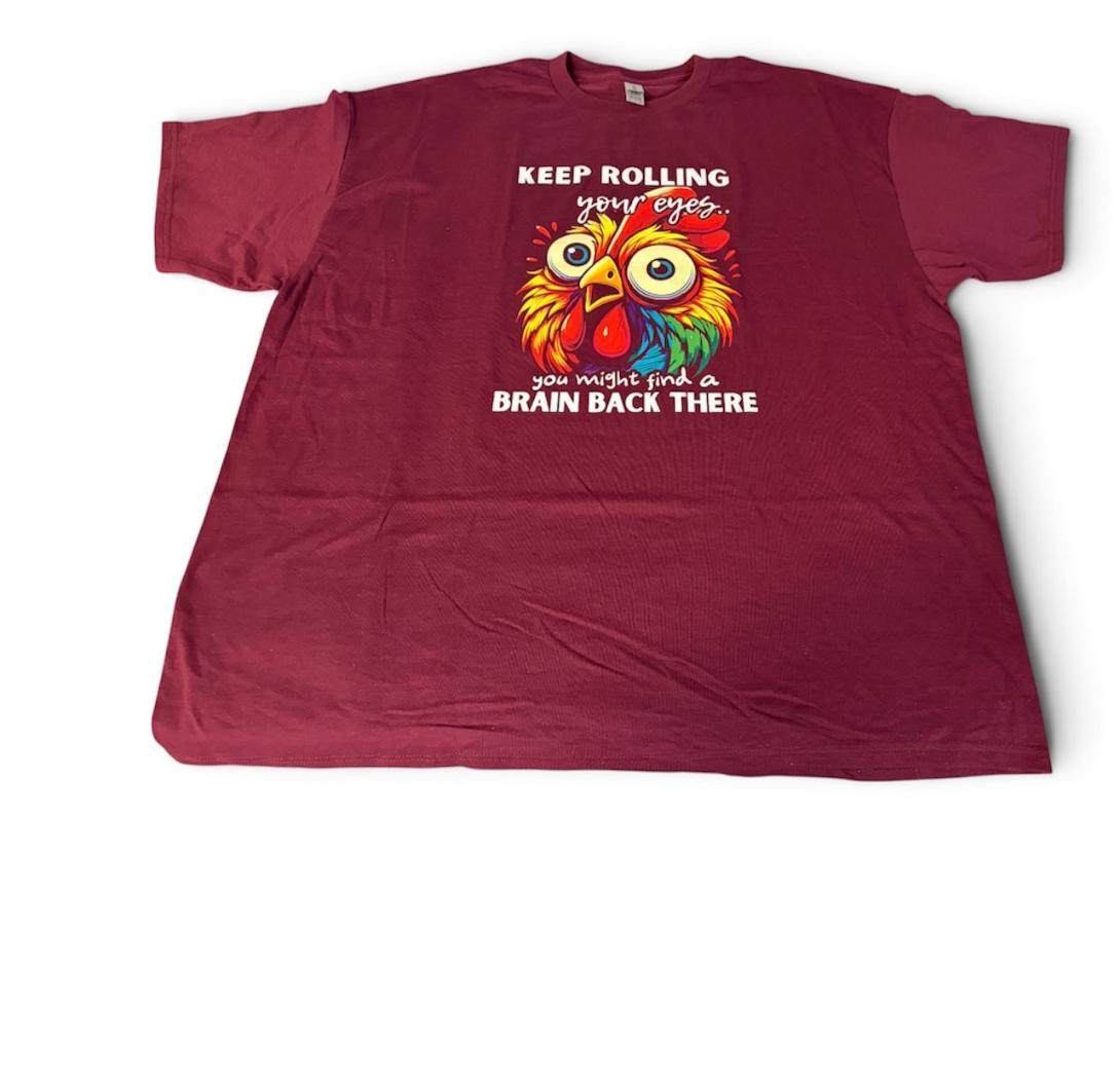 short sleeve T-shirt with chicken on it